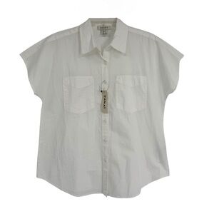 New Ariat Cloud Dancer Short Sleeve Top Size Small Stripe Textured Cotton White